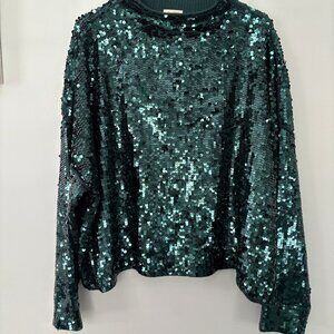 The Alani Cashmere Mock-Neck Sweater by Pilcro: Sequin Edition